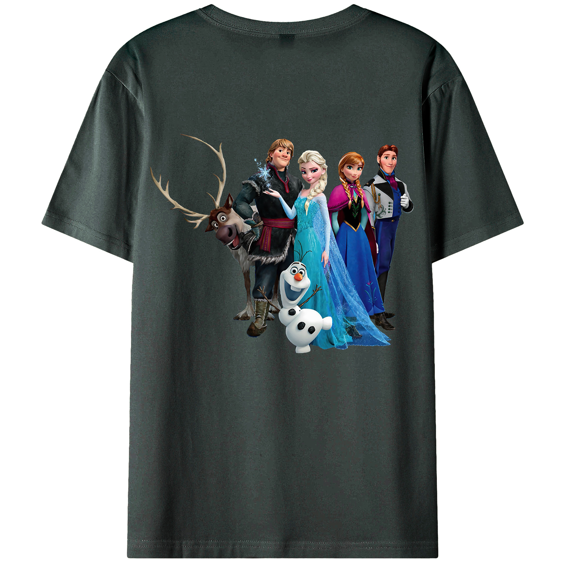 （画像用） アナと雪の女王 アンナ エルサ Frozen Anna Elsa 綿100％ メンズ半袖Tシャツ（バックプリント） 通気性